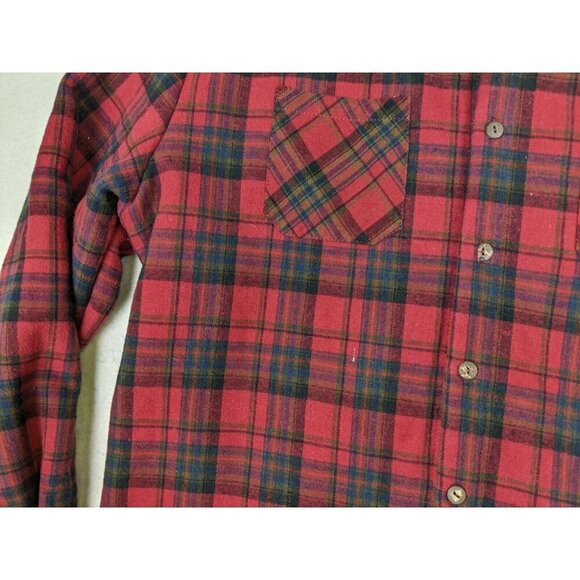MEN'S RED PLAID FLANNEL FLEECE-LINED SHACKET - SIMPSONS X STEREO - SIZE L - Picture 6 of 10